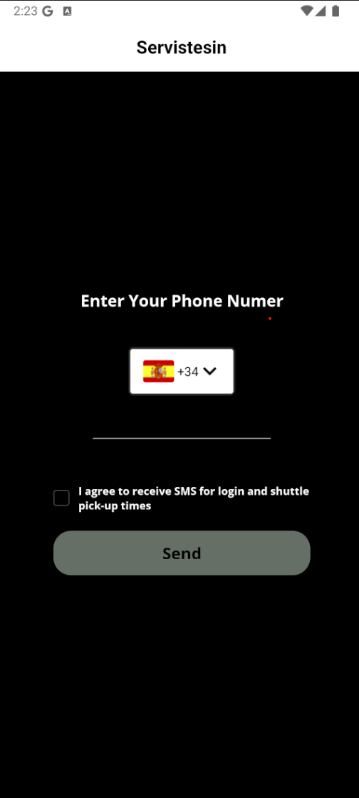 RouteBot mobile sign-up screen